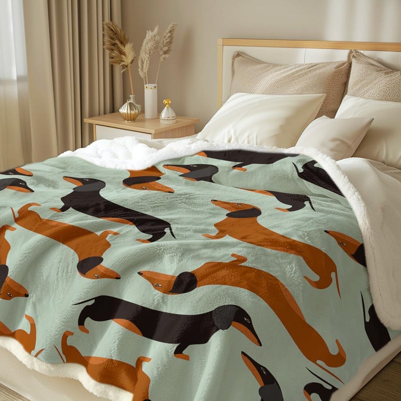 Sleepwish Dachshund Dog Fleece Throw Blanket, Soft Lightweight Sherpa Blanket for Couch Bed Sofa - Cozy Home Comfort Dachshund Gifts for Dog Lovers Women (Throw 50" X 60") - Image 2